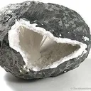 Natrolite on Quartz In Geode - image 3