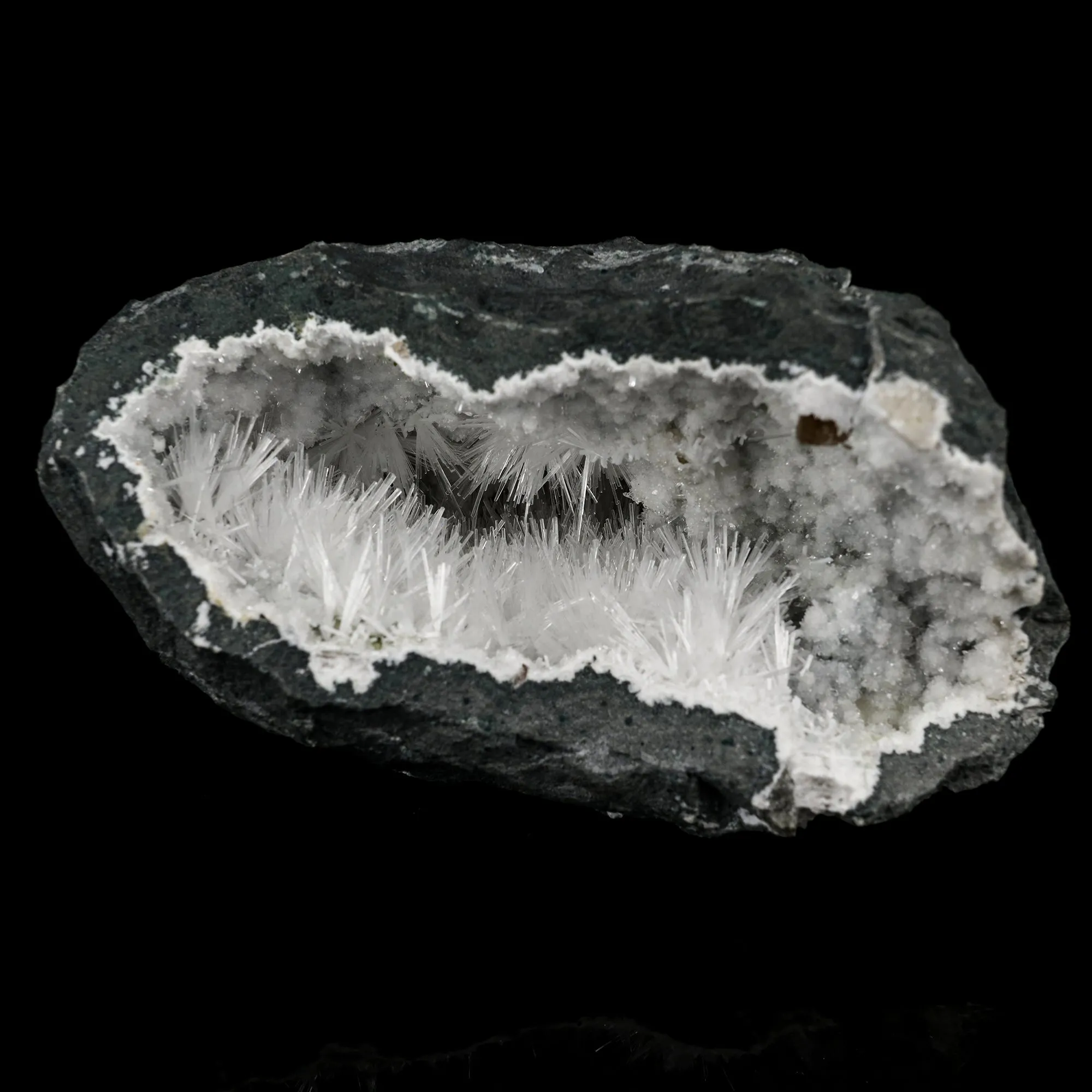 Natrolite Sprays Inside Chalcedony Geode Natural Mineral Specimen - image 1