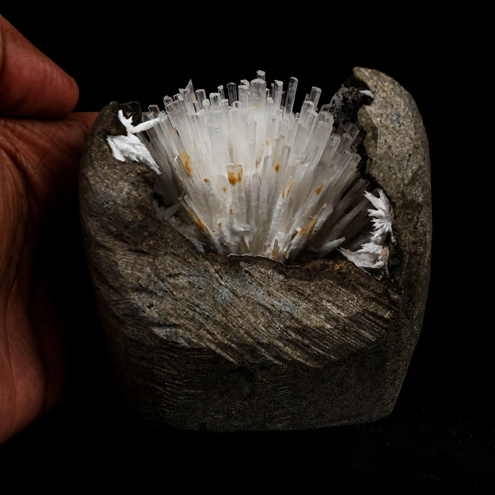 Natrolite Sprays Inside Chalcedony Geode Natural Mineral Specimen - image 5