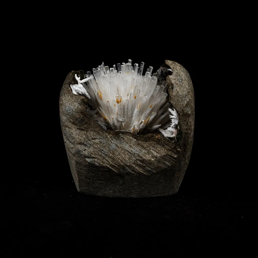 Natrolite Sprays Inside Chalcedony Geode Natural Mineral Specimen image