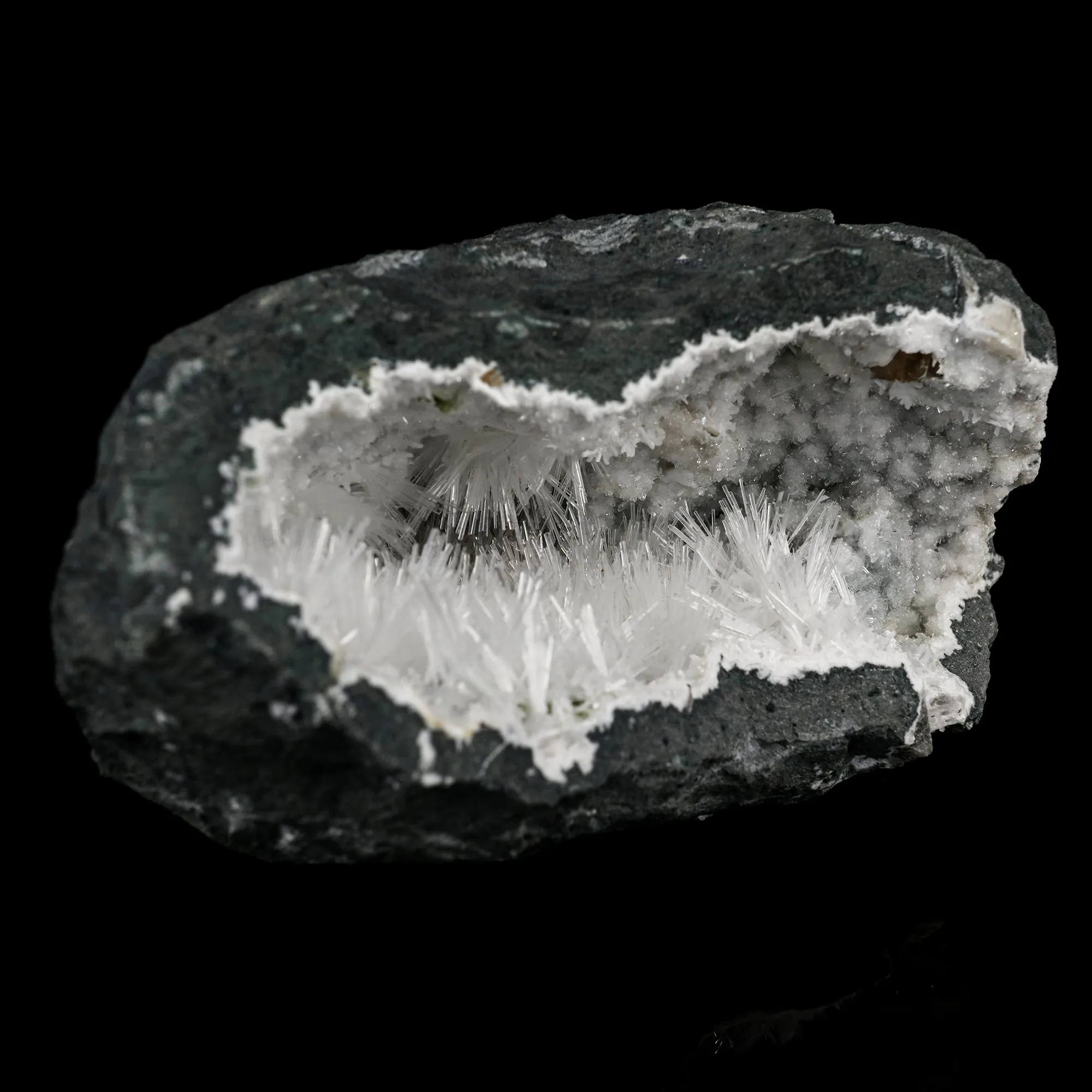 Natrolite Sprays Inside Chalcedony Geode Natural Mineral Specimen - image 3