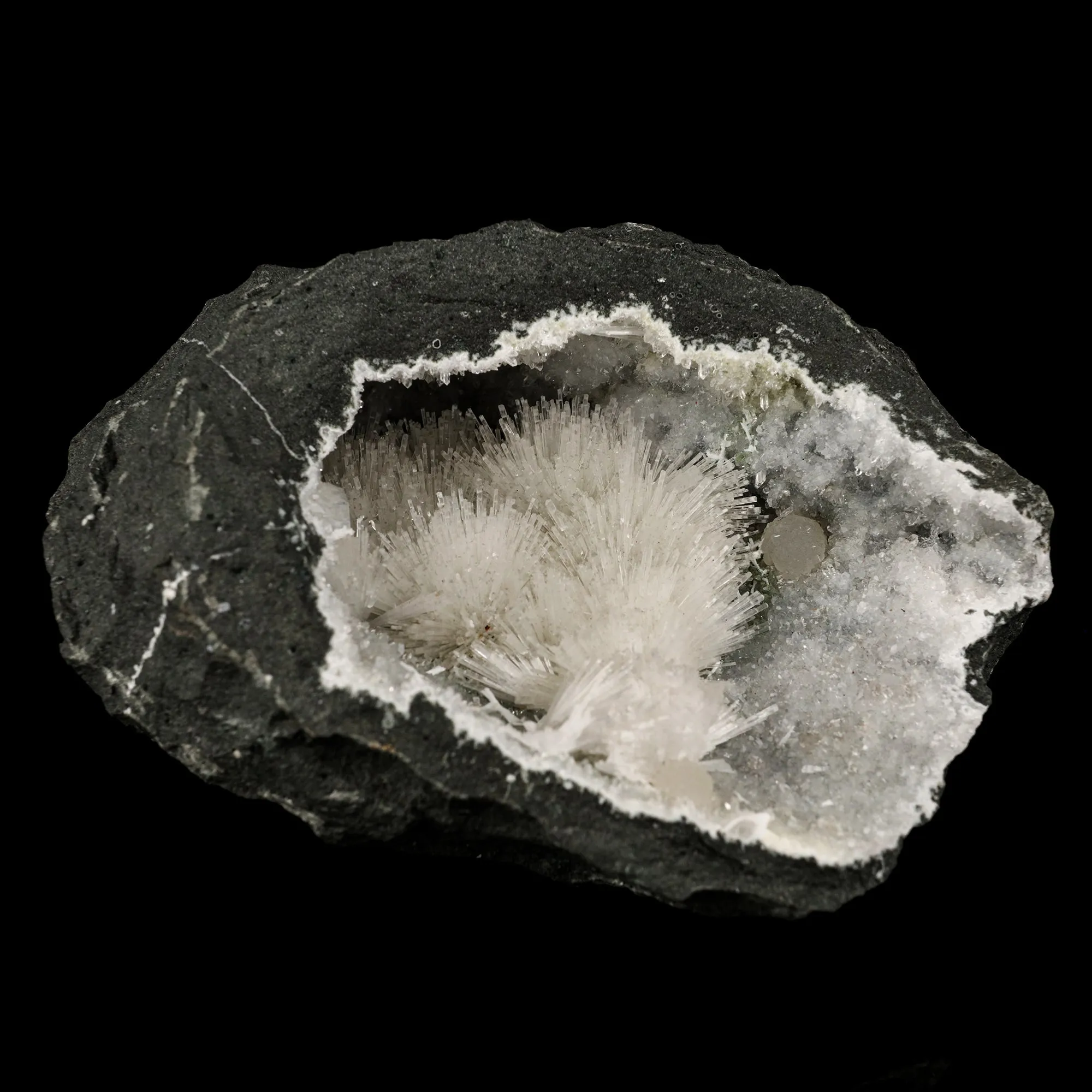 Natrolite Sprays Inside MM Quartz Geode Natural Mineral Specimen - image 2