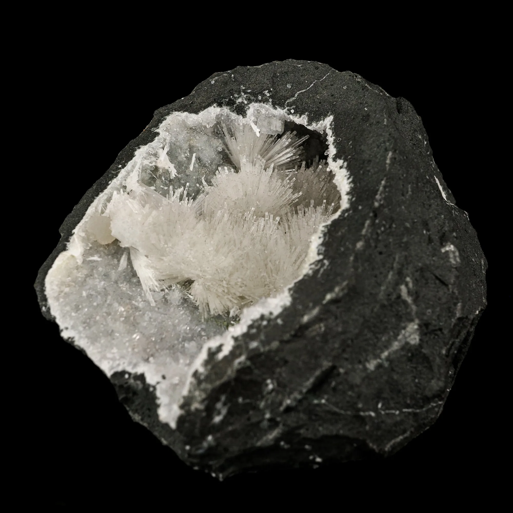 Natrolite Sprays Inside MM Quartz Geode Natural Mineral Specimen - image 3