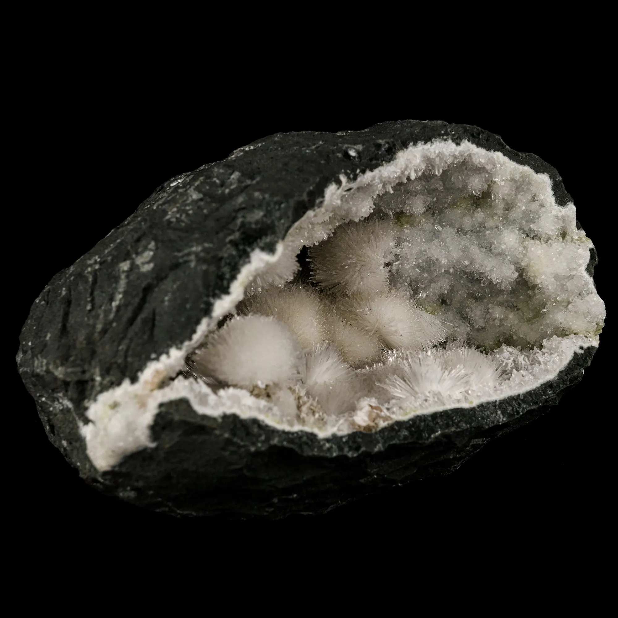 Natrolite Sprays Inside MM Quartz Geode Natural Mineral Specimen - image 3