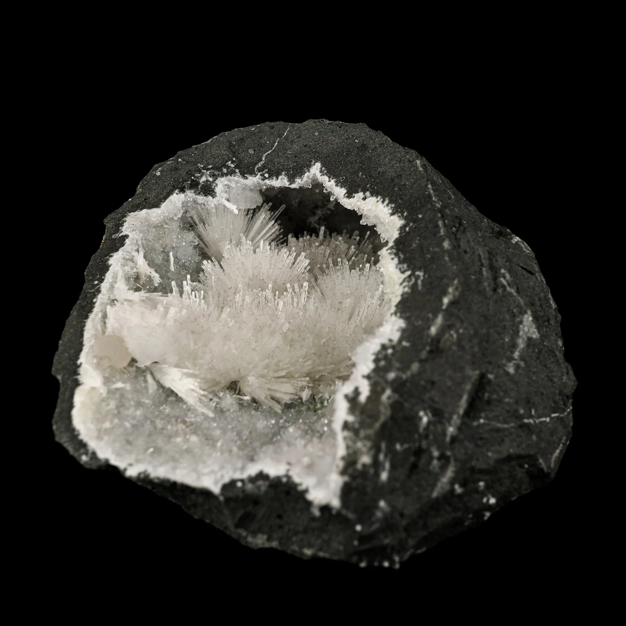 Natrolite Sprays Inside MM Quartz Geode Natural Mineral Specimen - image 4