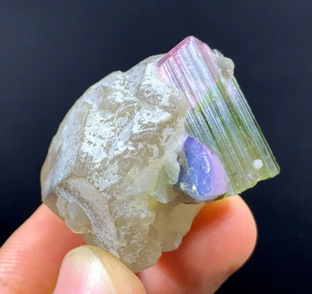 Natual terminated Bicolor Crystal on Quartz from Afghanistan 23 Gram - image 6