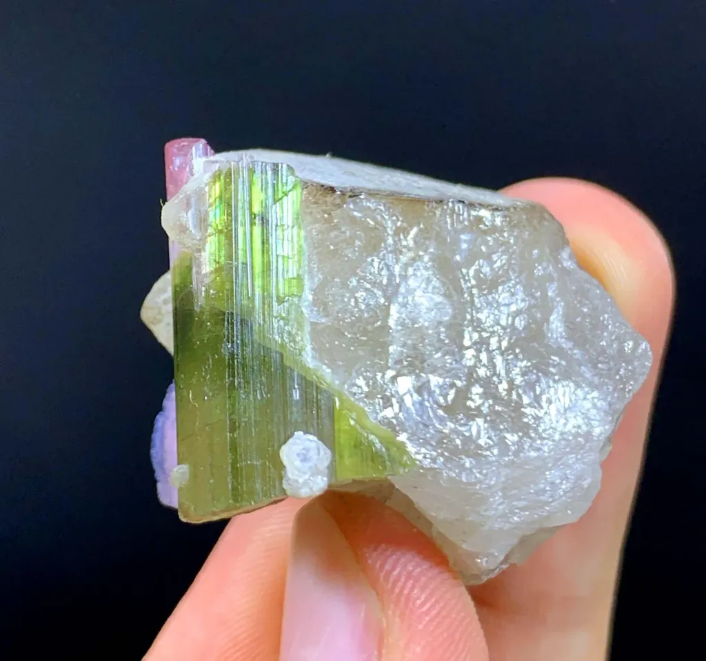 Natual terminated Bicolor Crystal on Quartz from Afghanistan 23 Gram - image 8