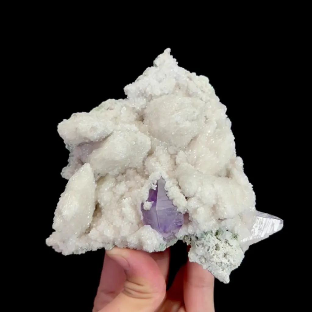 Natural Amethyst and Calcite, Mineral Specimen:Anhui,China (125*125*40MM) image