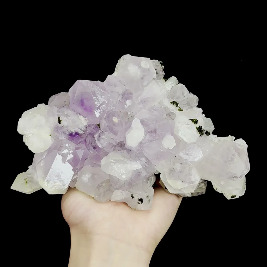Natural Amethyst and Epidote Mineral Specimen,High Quality Specimen,MEIGU,SICHUAN,CHINA(190*128*50mm) image