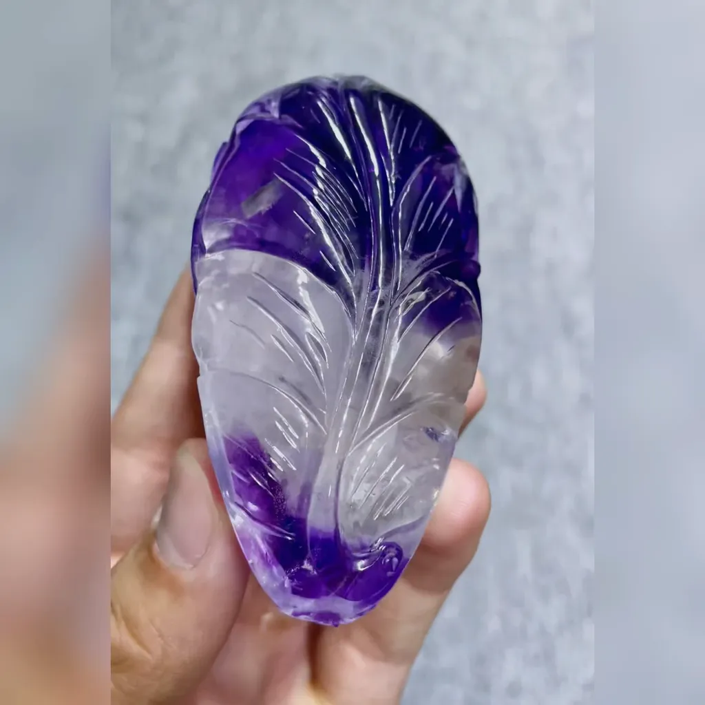 Natural Amethyst  Flower Carving 40*85*35MM - image 4