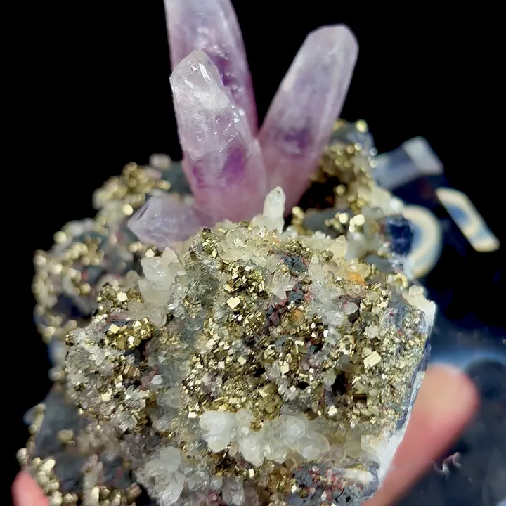 Natural Amethyst with Galena, Quartz, and Pyrite, Mineral Specimen:Jiangxi,China (95*85*65MM) - image 4