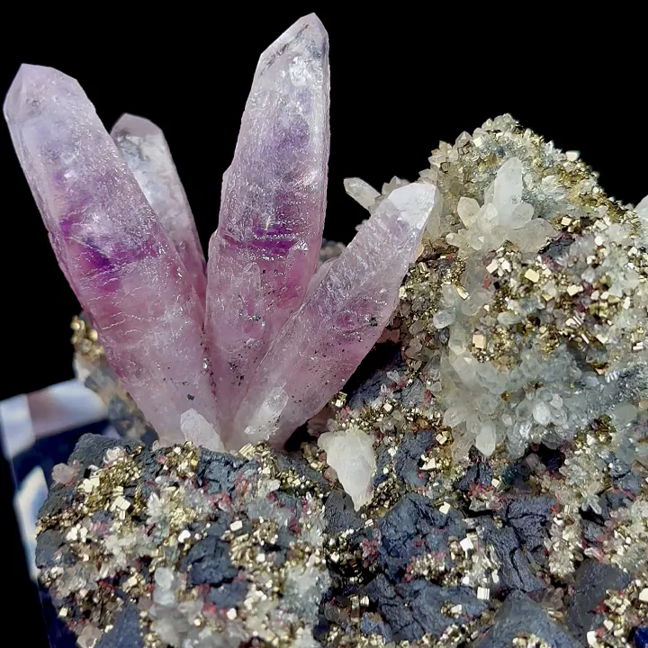 Natural Amethyst with Galena, Quartz, and Pyrite, Mineral Specimen:Jiangxi,China (95*85*65MM) - image 3