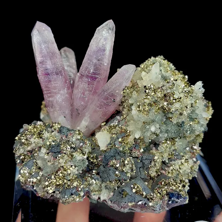 Natural Amethyst with Galena, Quartz, and Pyrite, Mineral Specimen:Jiangxi,China (95*85*65MM) image