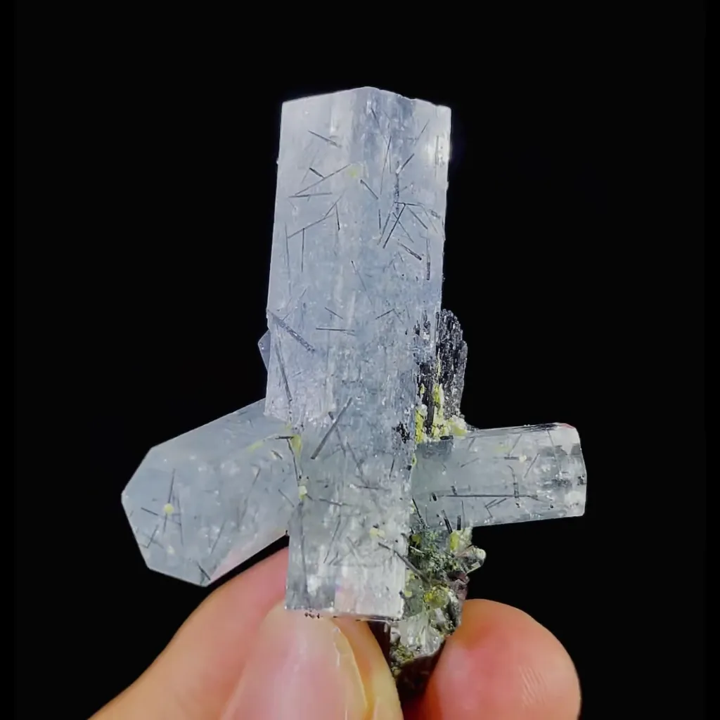 Natural Aquamarine and Black Tourmaline Symbiosis comes from Namibia 30*30*45MM - image 4