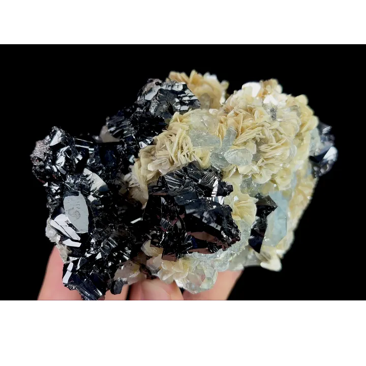 Natural Aquamarine and Mica Flakes and Clausthalite, Mineral Specimen:Xuebaoding,Sichuan (130*80*75MM) - image 4