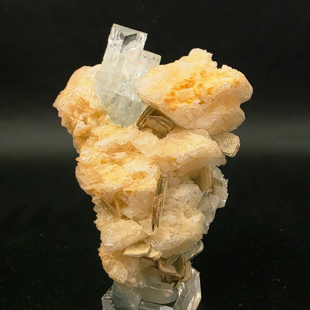 Natural Aquamarine Crystal Cluster on Matrix with Mica – 135g Raw Beryl Specimen from Pakistan image