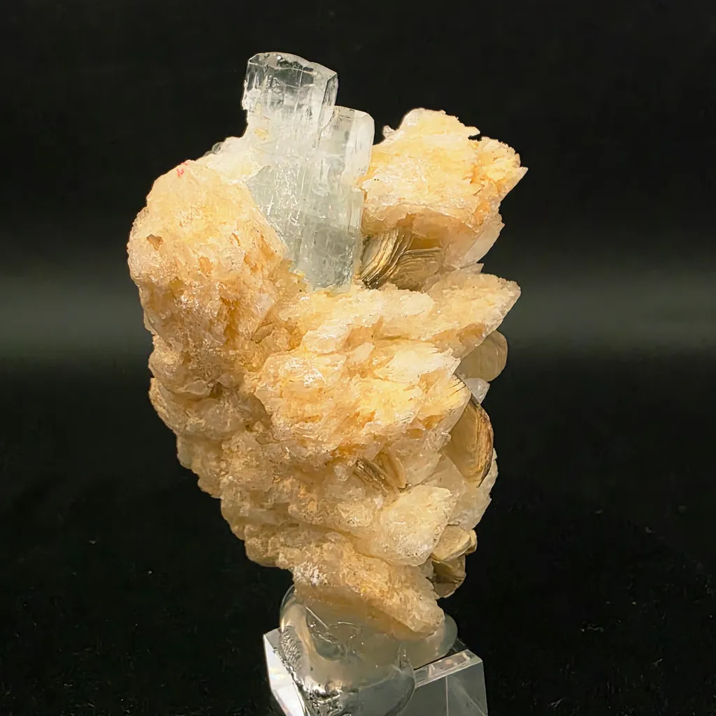 Natural Aquamarine Crystal Cluster on Matrix with Mica – 135g Raw Beryl Specimen from Pakistan - image 4