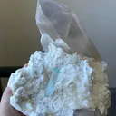 Natural Aquamarine Crystal on Cleavelandite Matrix with Quartz - image 3