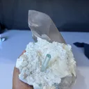 Natural Aquamarine Crystal on Cleavelandite Matrix with Quartz - image 4