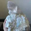 Natural Aquamarine Crystal on Cleavelandite Matrix with Quartz - image 2