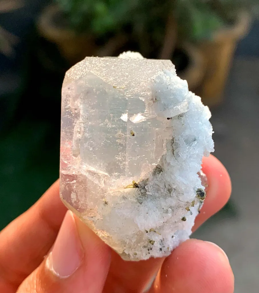Natural Aquamarine var Morganite var Beryl with Green Tourmalines from Afghanistan - image 2