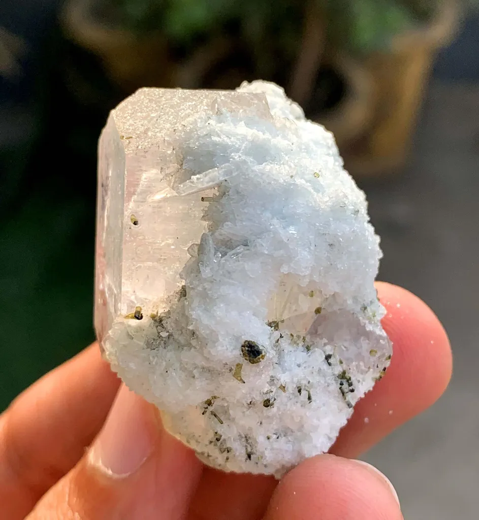 Natural Aquamarine var Morganite var Beryl with Green Tourmalines from Afghanistan - image 4