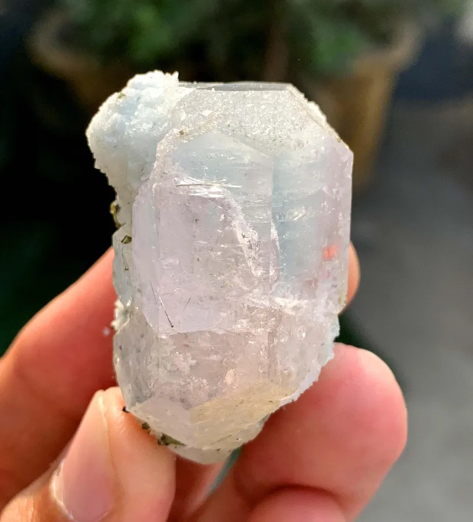 Natural Aquamarine var Morganite var Beryl with Green Tourmalines from Afghanistan - image 5