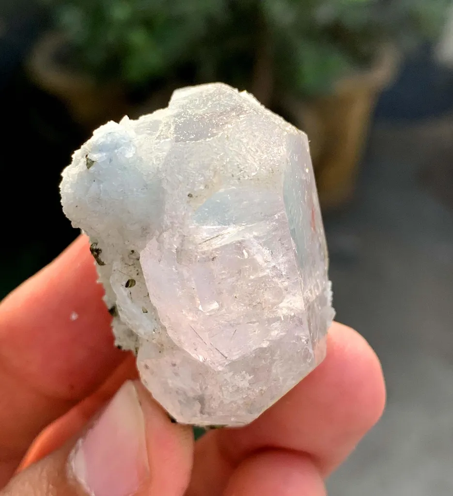 Natural Aquamarine var Morganite var Beryl with Green Tourmalines from Afghanistan - image 6