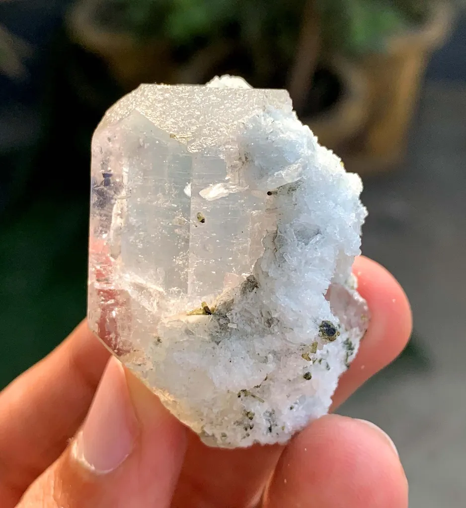 Natural Aquamarine var Morganite var Beryl with Green Tourmalines from Afghanistan - image 3