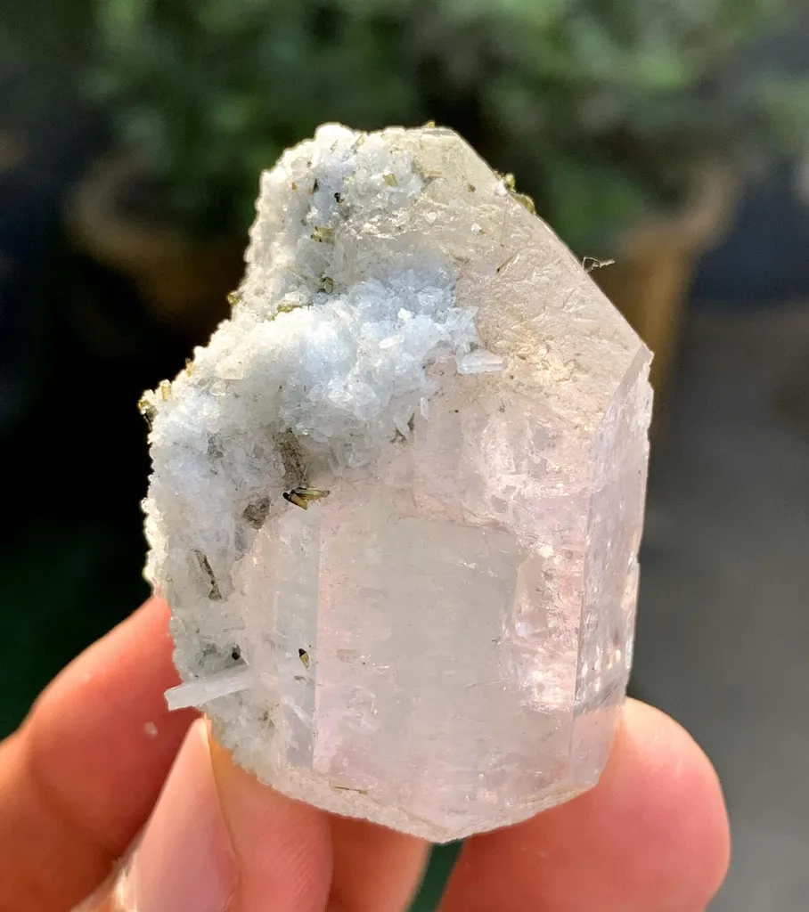 Natural Aquamarine var Morganite var Beryl with Green Tourmalines from Afghanistan - image 7