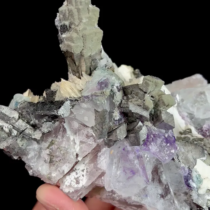 Natural Arsenopyrite,Fluorite,Crystal,Drusy Mineral Specimen:NEIMENGGU,China  (135*88*80mm) - image 2