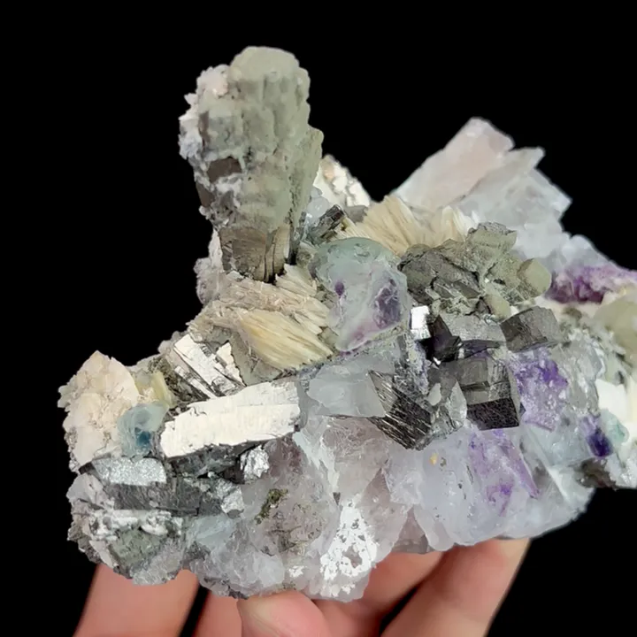Natural Arsenopyrite,Fluorite,Crystal,Drusy Mineral Specimen:NEIMENGGU,China  (135*88*80mm) - image 3