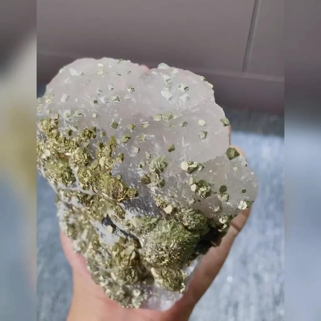 Natural Barite and Pyrite comes from Jiangxi,China 110*110*40MM - image 3