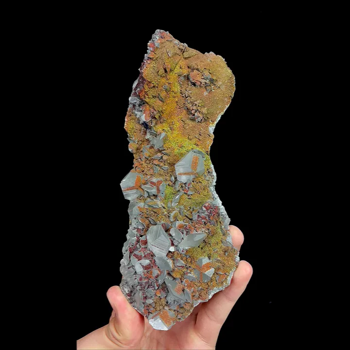 Natural Benz Calcite and Colored Pyrite, Mineral Specimen:Fujian,China (75*190*50MM) image