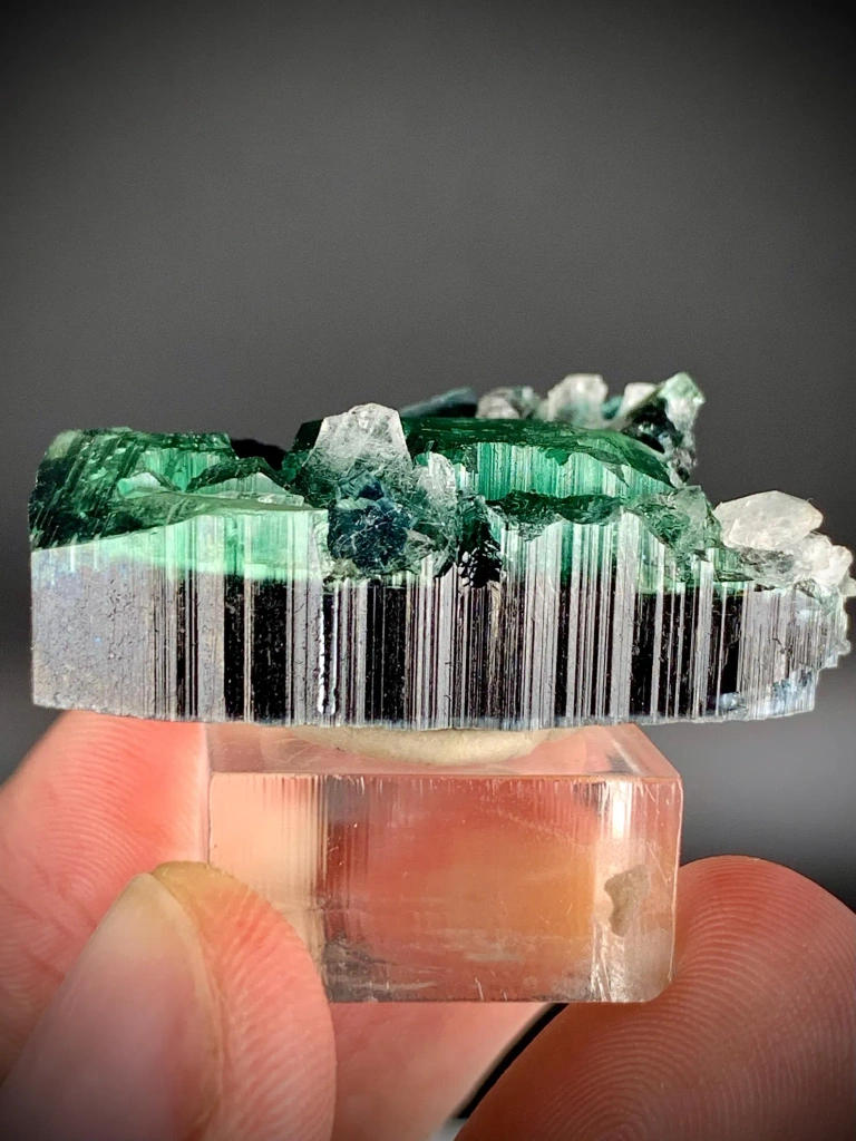 Natural Bicolor Tourmaline Crystal with Green & Blue Caps, Collector Mineral from Pakistan (12.50 Gram) - image 4