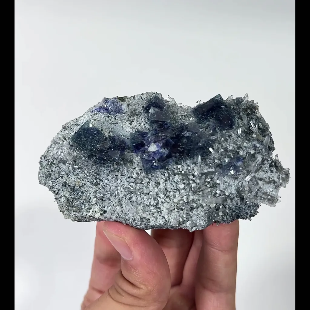 Natural Bismuthinite and Purple Fluorite Mineral Specimen,High Quality Specimen,YINDU,INNER MONGOLIA,CHINA(90*50*18mm) - image 4