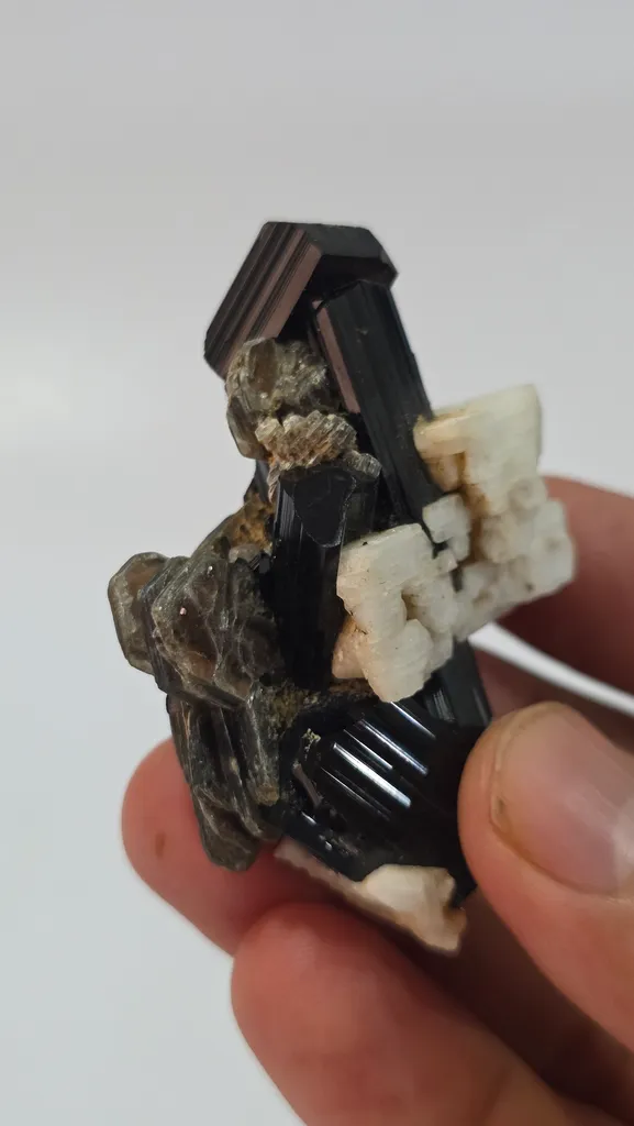 Natural Black Tourmaline Crystal Cluster with Feldspar & Mica | 47g Schorl Specimen - image 8
