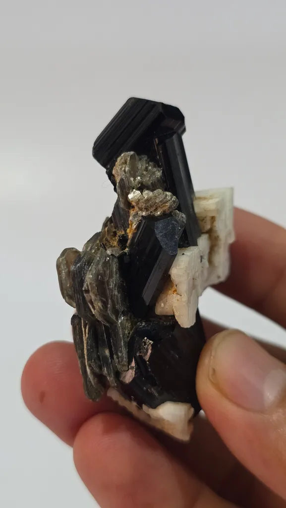 Natural Black Tourmaline Crystal Cluster with Feldspar & Mica | 47g Schorl Specimen - image 7