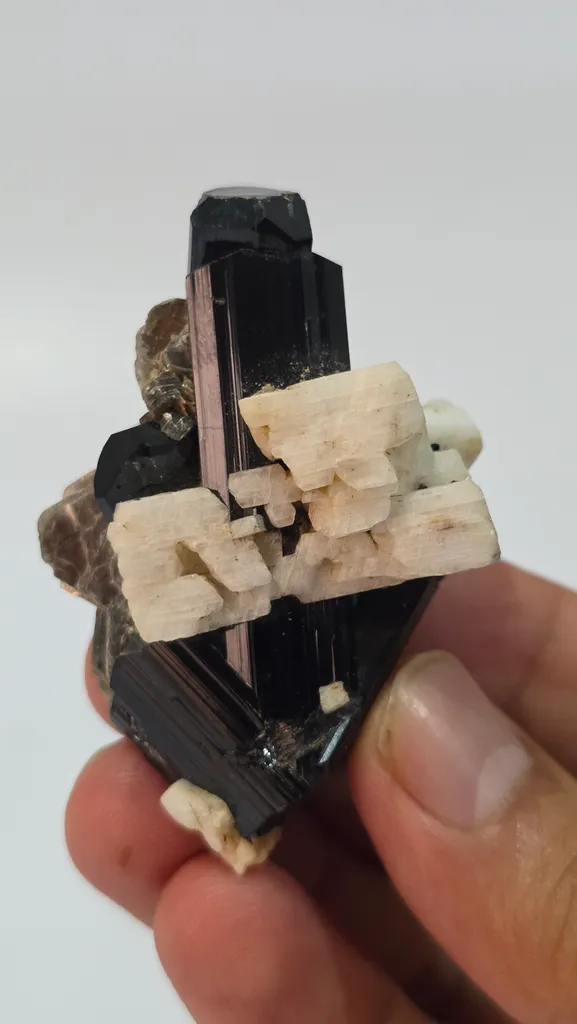 Natural Black Tourmaline Crystal Cluster with Feldspar & Mica | 47g Schorl Specimen - image 2