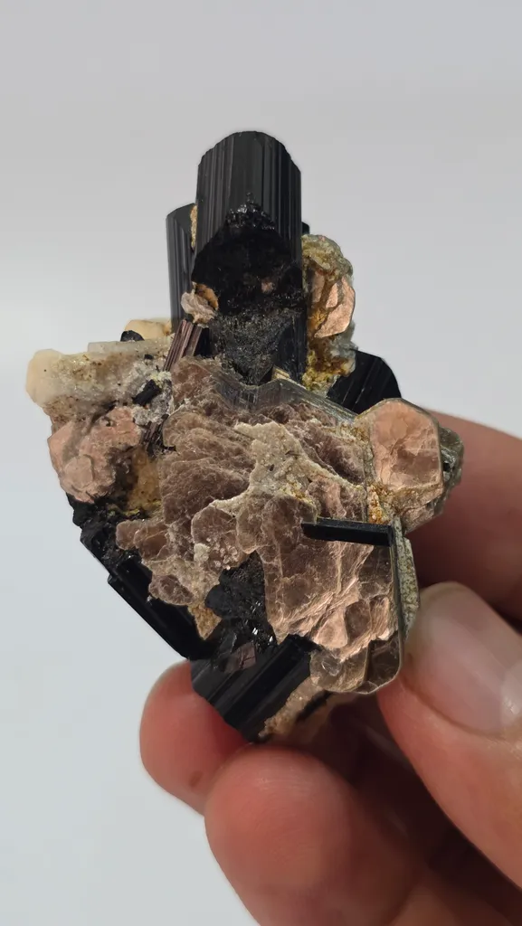 Natural Black Tourmaline Crystal Cluster with Feldspar & Mica | 47g Schorl Specimen - image 3