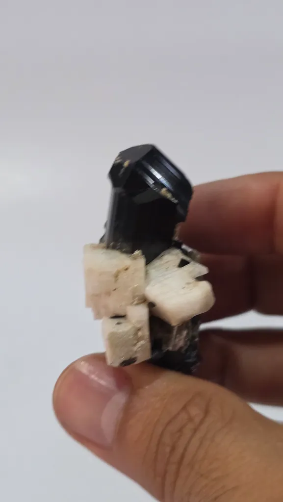 Natural Black Tourmaline Crystal Cluster with Feldspar & Mica | 47g Schorl Specimen - image 5