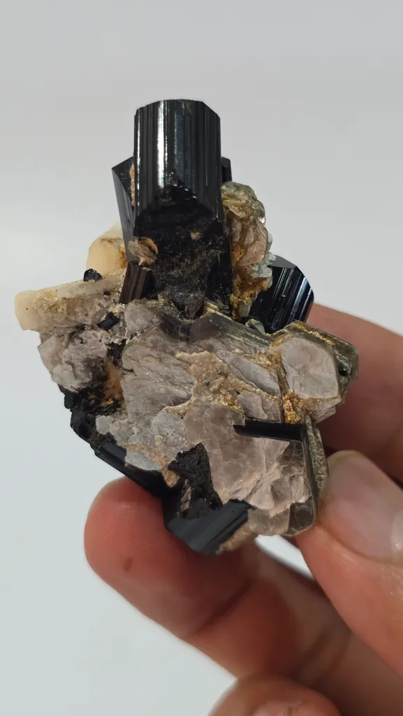 Natural Black Tourmaline Crystal Cluster with Feldspar & Mica | 47g Schorl Specimen - image 6
