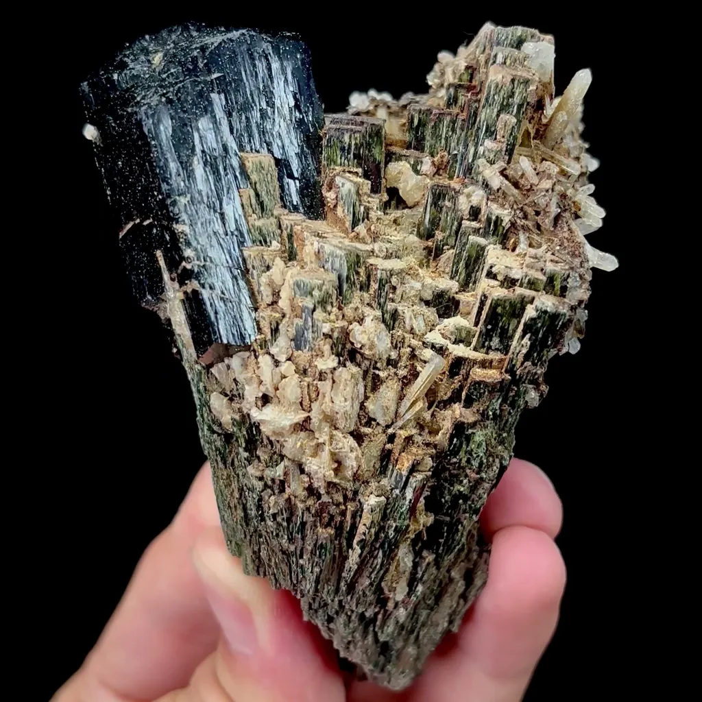 Natural Black Tourmaline Mineral Specimen,High Quality Specimen,INNER MONGOLIA,CHINA(67*40*94mm) image