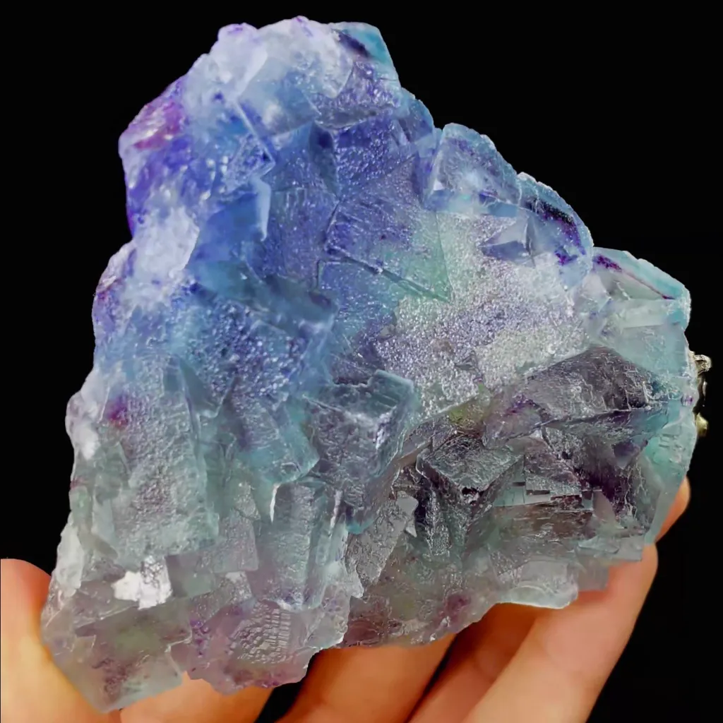 Natural Blue and Purple Phantom Fluorite comes from Inner Mongolia,China 100*85*25MM - image 2