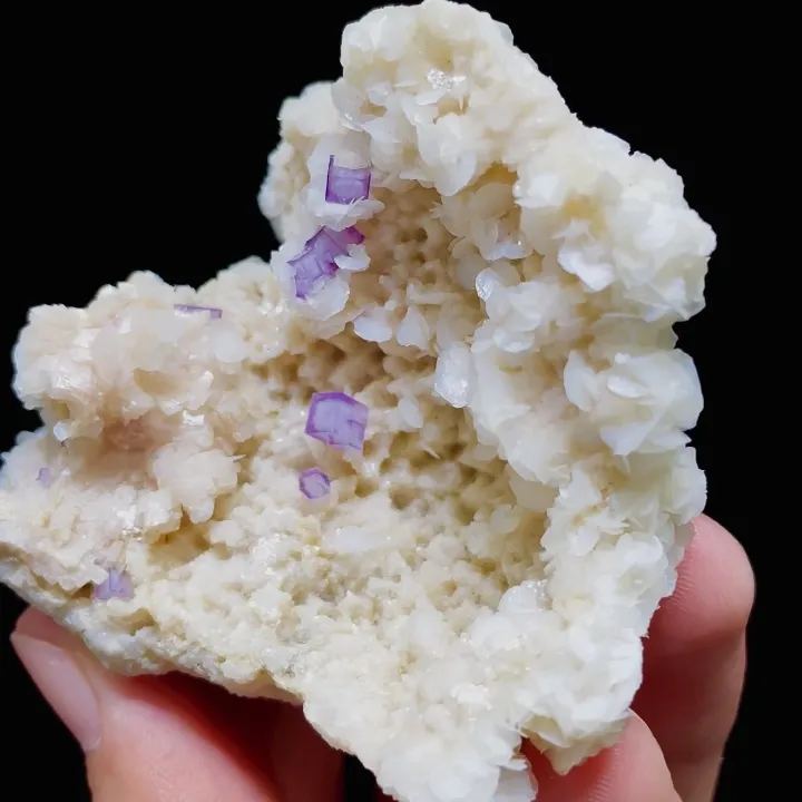 Natural Blue-and-White Porcelain Fluorite and Dolomite and Flaky Calcite Symbiosis comes from Yaogangxian,Hunan 60*60*25MM image