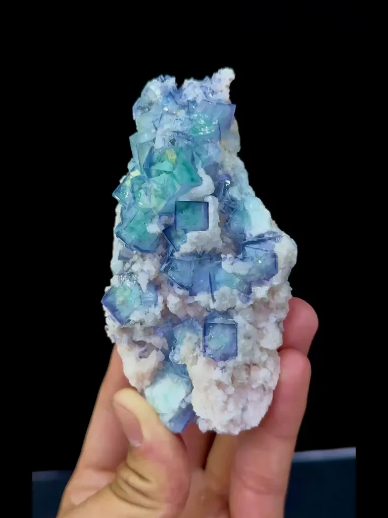 Natural Blue and White Porcelain Fluorite comes from Yaogangxian,Hunan 105*55*45MM image