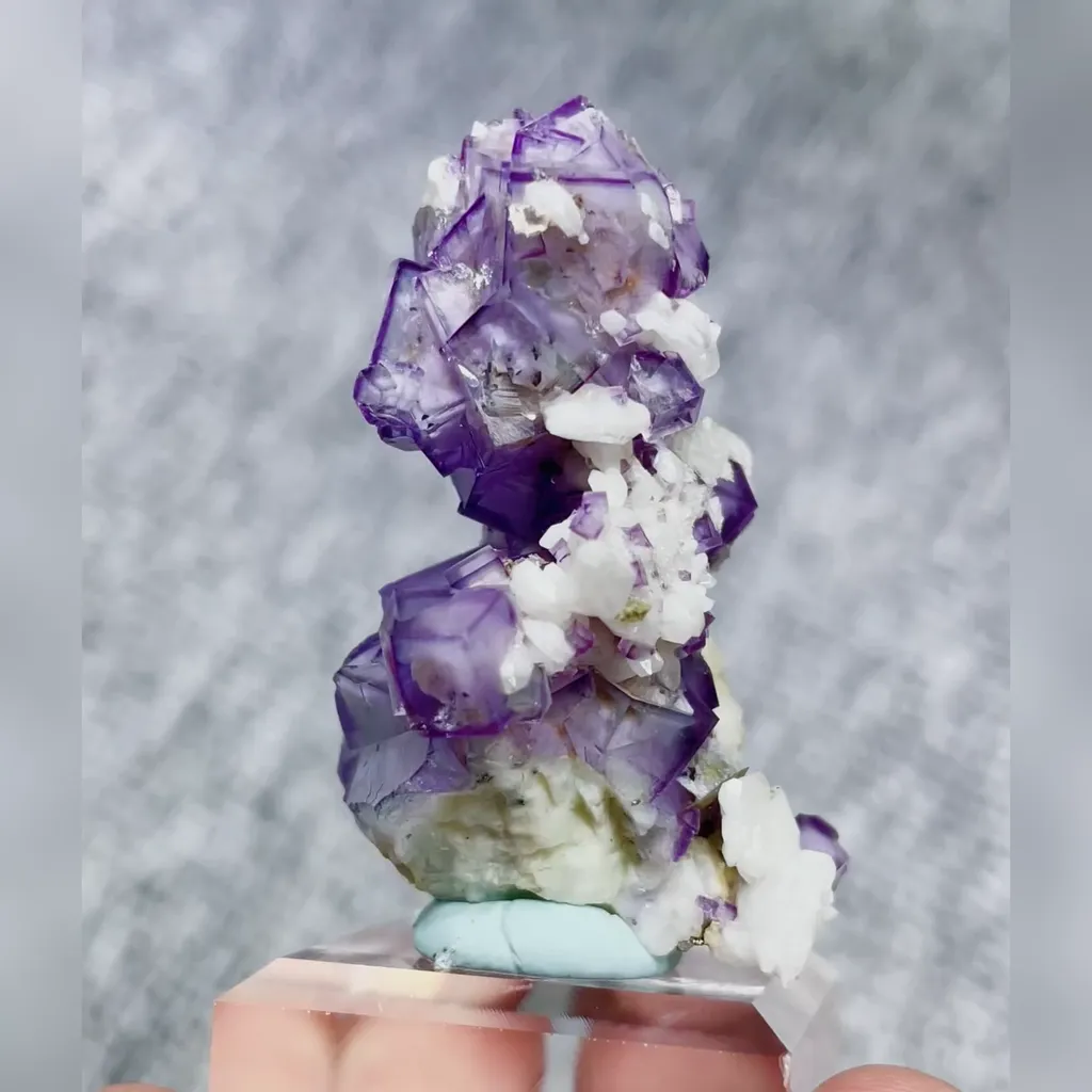 Natural Blue and White Porcelain Fluorite comes from Yaogangxian,Hunan 25*45*25MM image