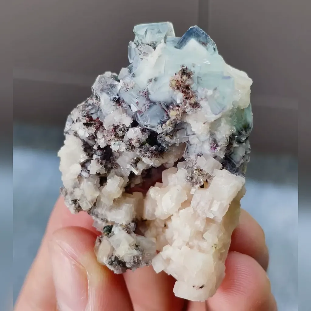 Natural Blue Celadon Coloured Fluorite comes from Yaogangxian,Hunan 35*45*15MM image