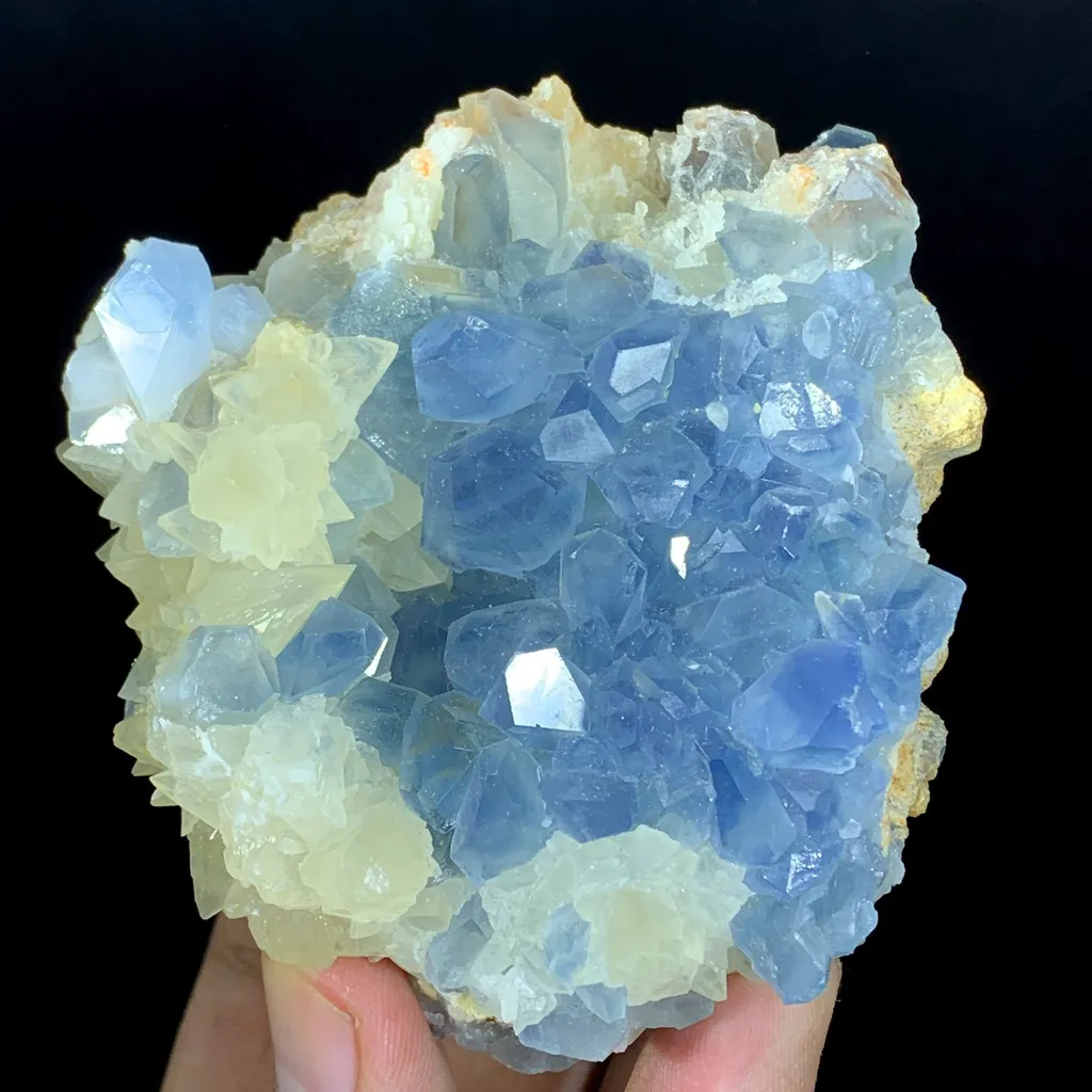 Natural Blue Color Celestine Crystals Cluster, Celestine Bunch, Celestine with Yellow Calcite, Celestine Specimen, Celestine from Baghdis, Afghanistan - image 6