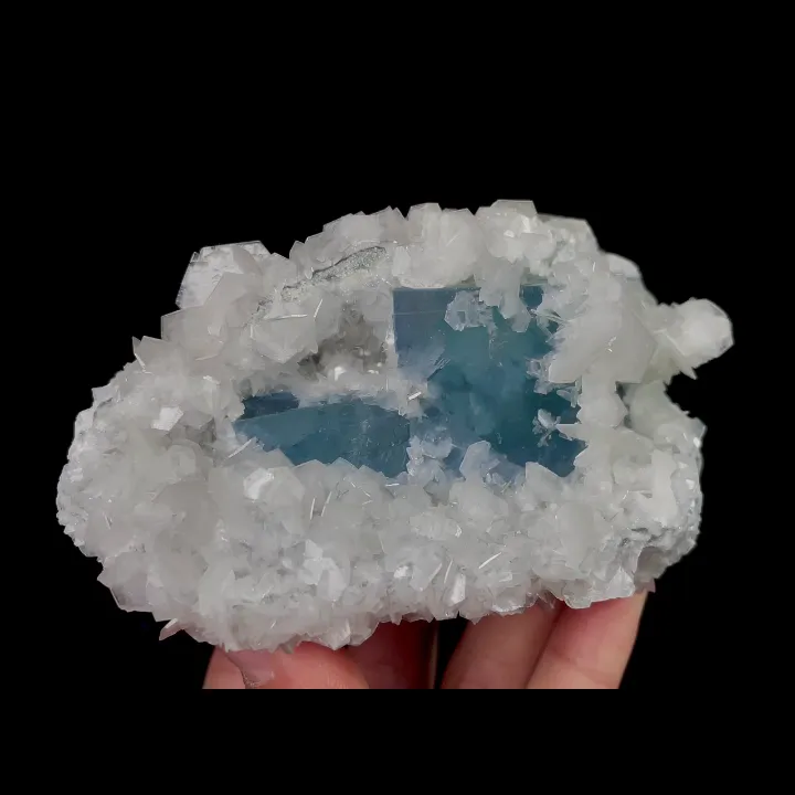 Natural Blue Cube Fluorite and Calcite, Mineral Specimen: Yaogangxian,Hunan (105*70*55MM) - image 5